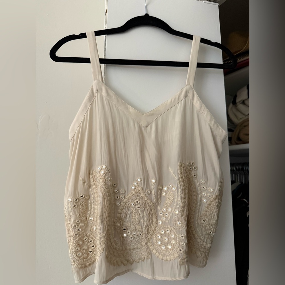 Ramy BrookCream Embellished Camisole Top